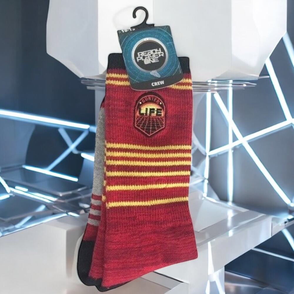 3/$20 Bioworld NWT Ready Player One Adult Crew Socks Sock Size 10-13 Gunter Life